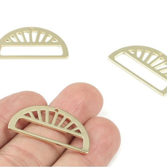 QTY (4) Half Moon Gold-tone Brass Charm for Jewelry Making NIP - Picture 1 of 2